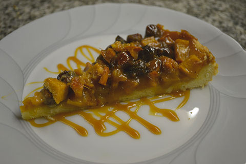 Persimmon Hazelnut Ginger Caramel Tart