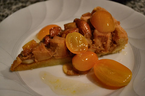 Quince Almond Tart with Kumquat Syrup