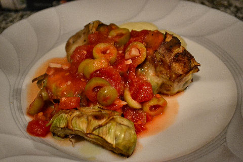 Spicy Green Olive Artichokes