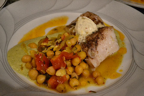 Grouper, Chickpeas, Zucchini puree