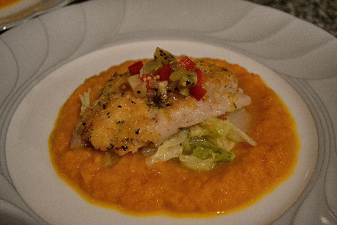 Corvina, roasted carrot puree