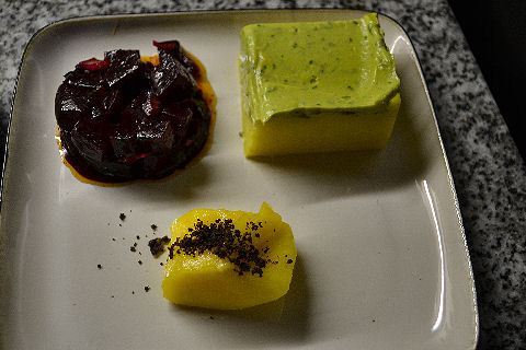 Roasted beet causa