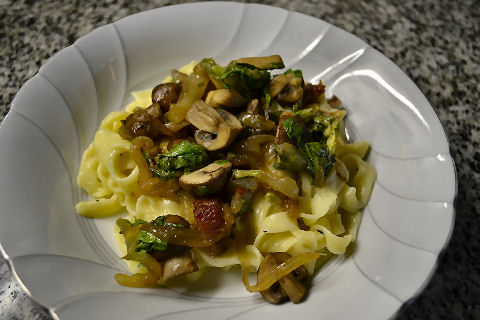 Fettucine with Portobello Carbonara