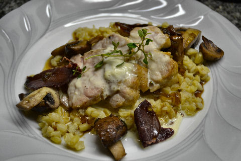 Roasted Garlic Sweetbreads with Mote de Trigo