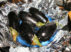 Eggplant ready to be smoked