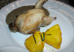 Partridge with portobello and foie gras sauce