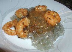 Firecracker Prawns on Sweet Potato Vermicelli