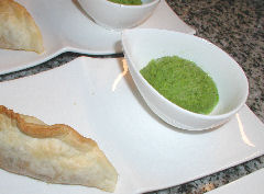 Smoked Potato and Lamb empanadas with Pea Sorbet