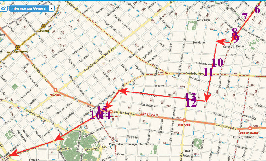 92 Bus route with pizzerias 6 to 16