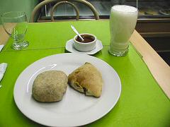 Tulasi - katchouri, samosa, and lassi