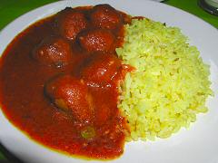 Tulasi - koftas in tomato curry with rice