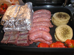 Prepping the asado - meats and cheese