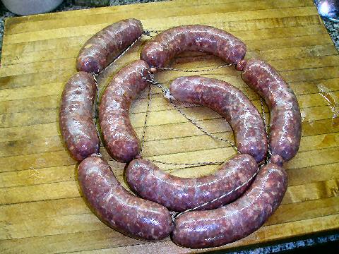 Beef summer sausages, just stuffed