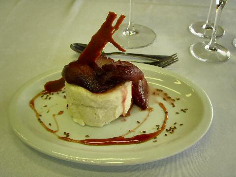 Valentin Bianchi lunch - ice cream and poached pear