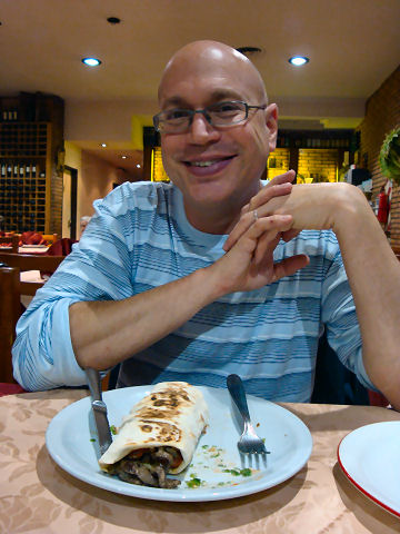 Chef Iusef - enjoying a shawarma