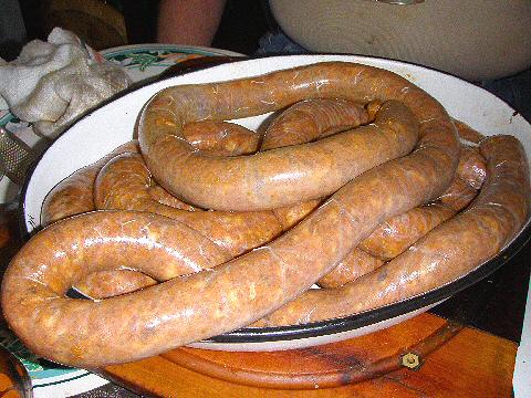 making Chorizos colorados