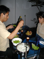 Our first dinner in the garden