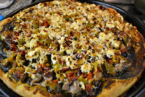 Duck and Wild Boar Sausage Pizza