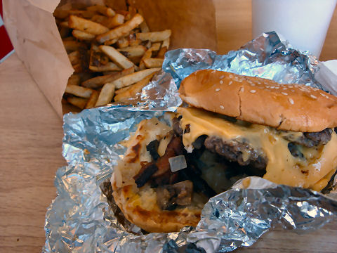 Five Guys bacon cheeseburger