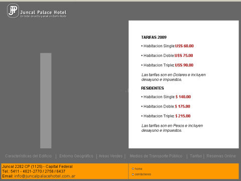 Juncal Palace rate sheet
