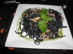 La Farmacia - squid ink spaghetti with mixed seafood