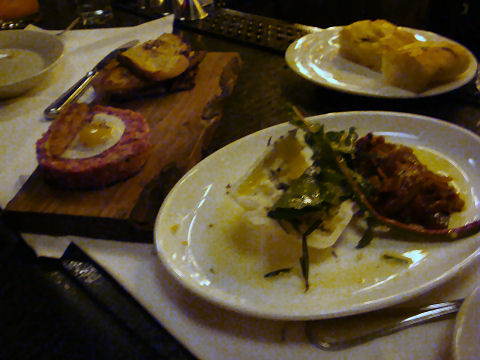 Locanda Verde - steak tartare; burrata salad