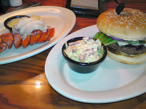 Longhorn Steakhouse - black and bleu burger surf and turf