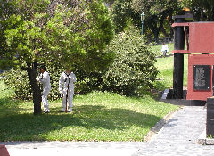 Sailors taking a break at the Malvinas memorial