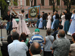 Dancers take to the stage during the Feria