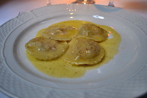 Nectarine - foie gras ravioli