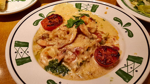 Olive Garden - veg lasagna with shrimp