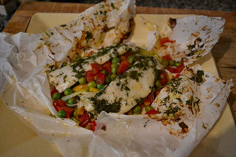 Papillote de Pejerrey y Verduras