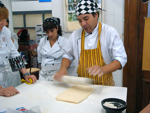 Roberto demonstrating "Brazilian" puff pastry