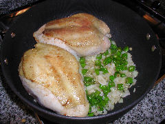 Poularde Portugaise, starting to cook