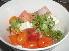 Resto - tomato, watermelon, ham salad