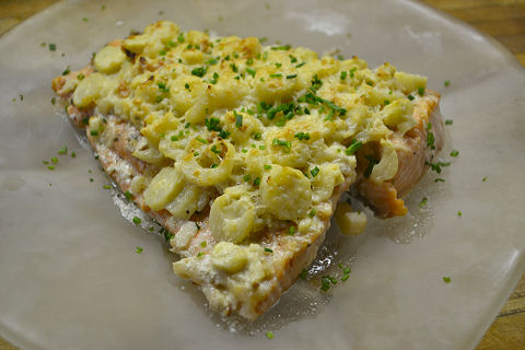 Salmon with Palmito Gratin