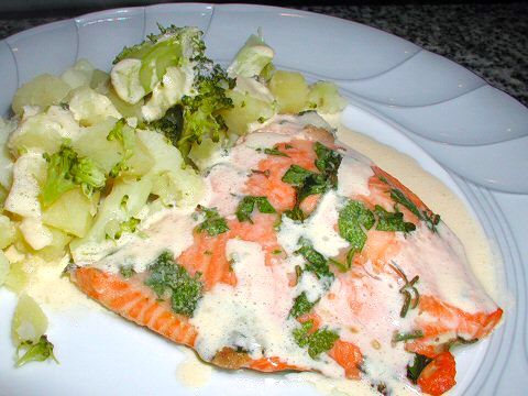 Salmon Trout with Crab Hollandaise