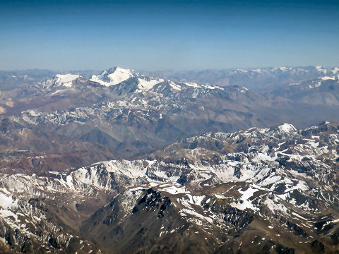 Flying over the mountains to Santiago