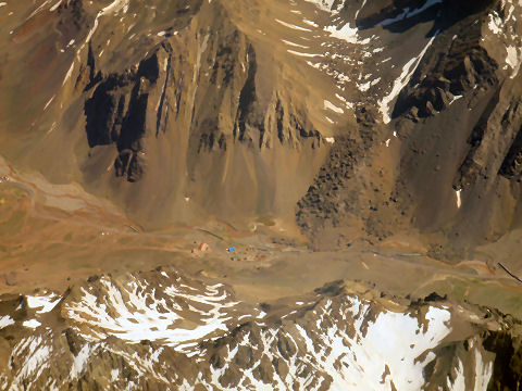 Flying over the mountains to Santiago