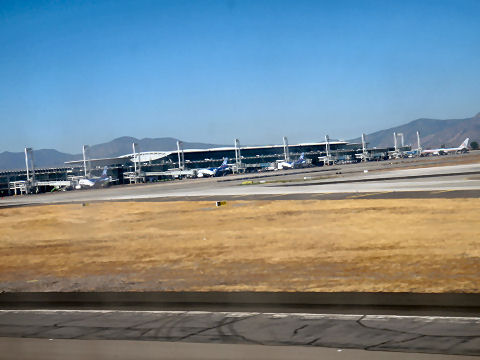 Flying over the mountains to Santiago