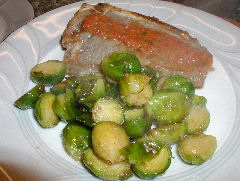 Steak with chimichurri and sesame Brussels Sprouts