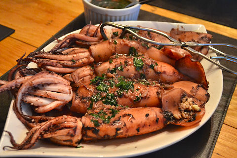 Oven-roasted whole calamari