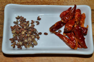 szechuan peppercorns and dried chilies
