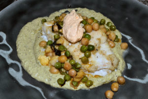 Sea Bass with Broccoli Hazelnut Puree