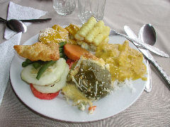 Buffet selections in Urubamba restaurant