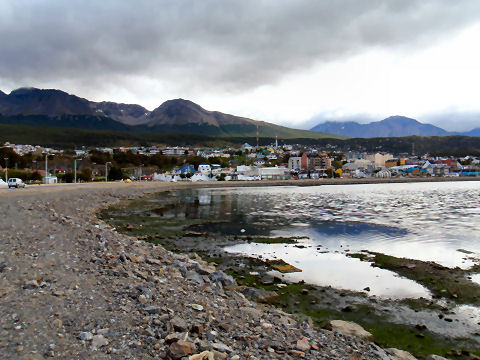 View of Ushuaia from the west of the bay