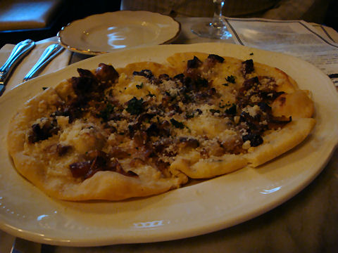 Village Tart - pizzette with bacon and onion jam