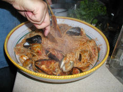 Xmas Day - pasta arrabiata with shellfish